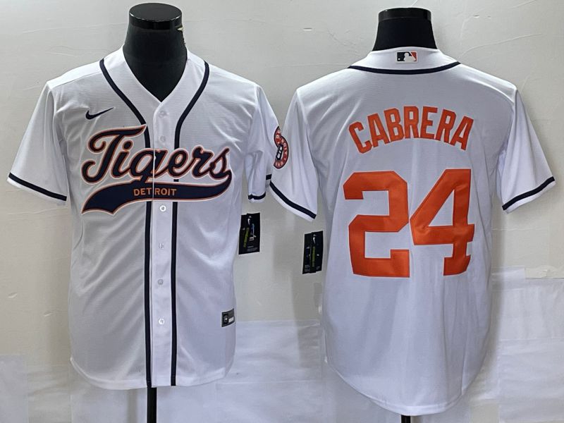 Men Detroit Tigers #24 Cabrera White Joint Name 2025 Nike MLB Jersey style 1